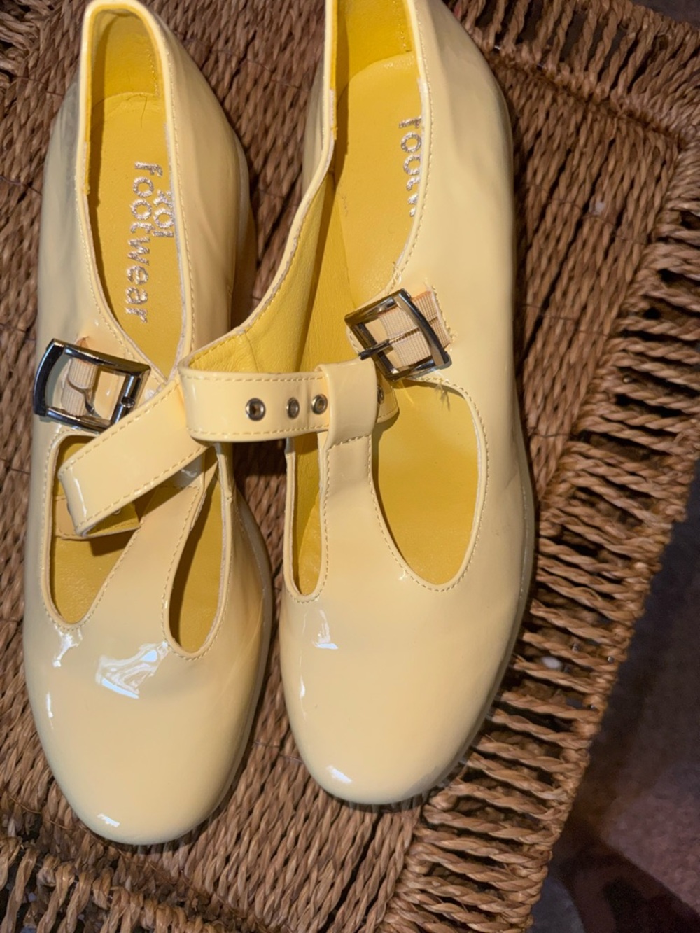 koi Yellow Patent Platform Mary Jane Shoes